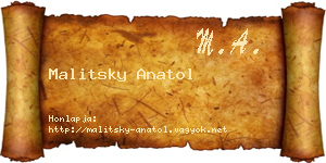 Malitsky Anatol névjegykártya